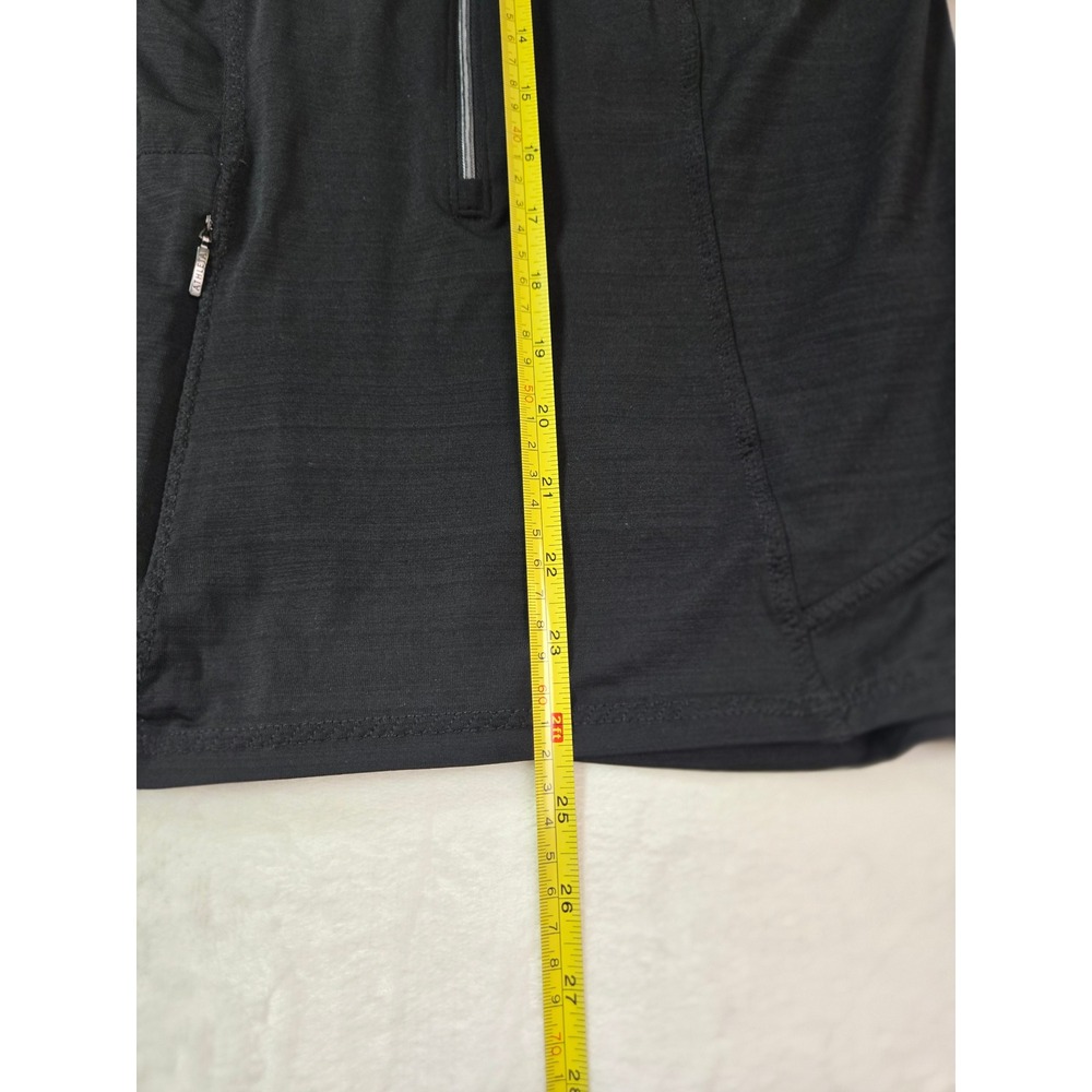 Athleta Womens Black Half Zip Long Sleeve Ruched Back Thumbhole Top Medium Layer - Picture 4 of 6